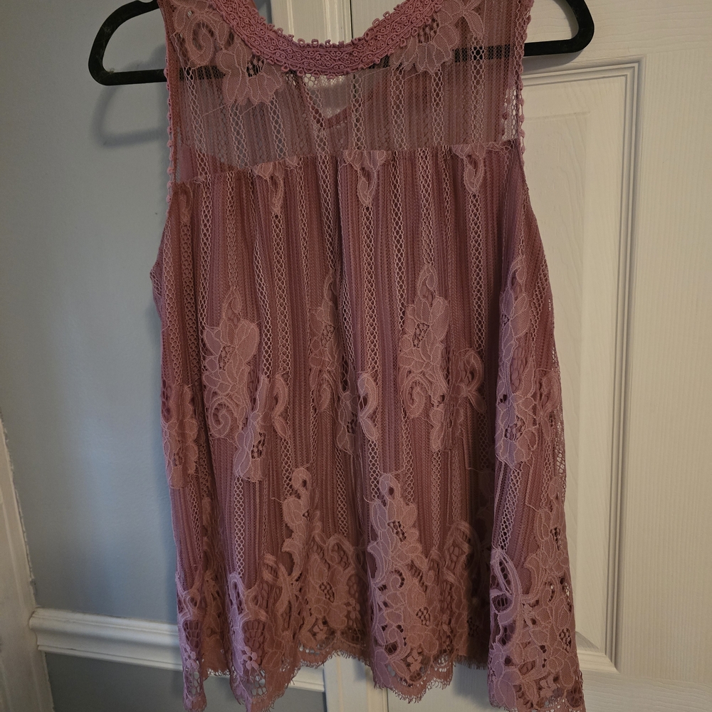 Xhilaration Dusty Rose Lace Overlay Sleeveless Camisole